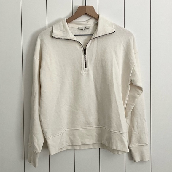 Vince White Quarter Zip Sweatshirt - Picture 1 of 3